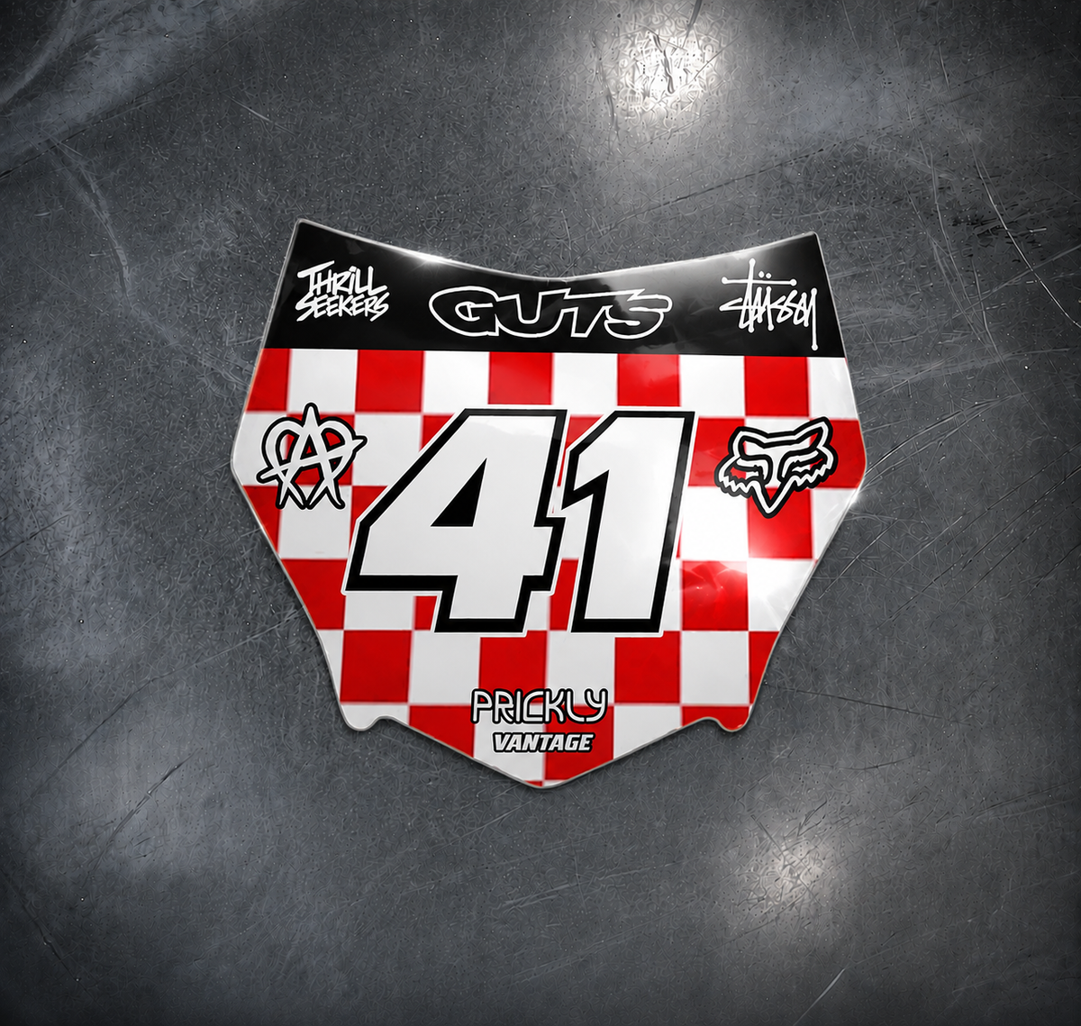 Red Race Flag Checkered Decal (Custom) (ODI AND MOTOCUTZ)