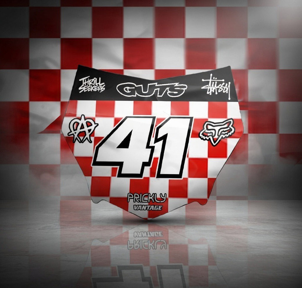 Red Race Flag Checkered Decal (Custom) (ODI AND MOTOCUTZ)